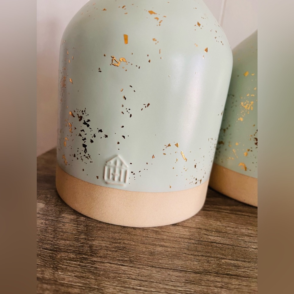 Hearth + Hand with Magnolia Mint/Gold Speckled Stoneware Vase